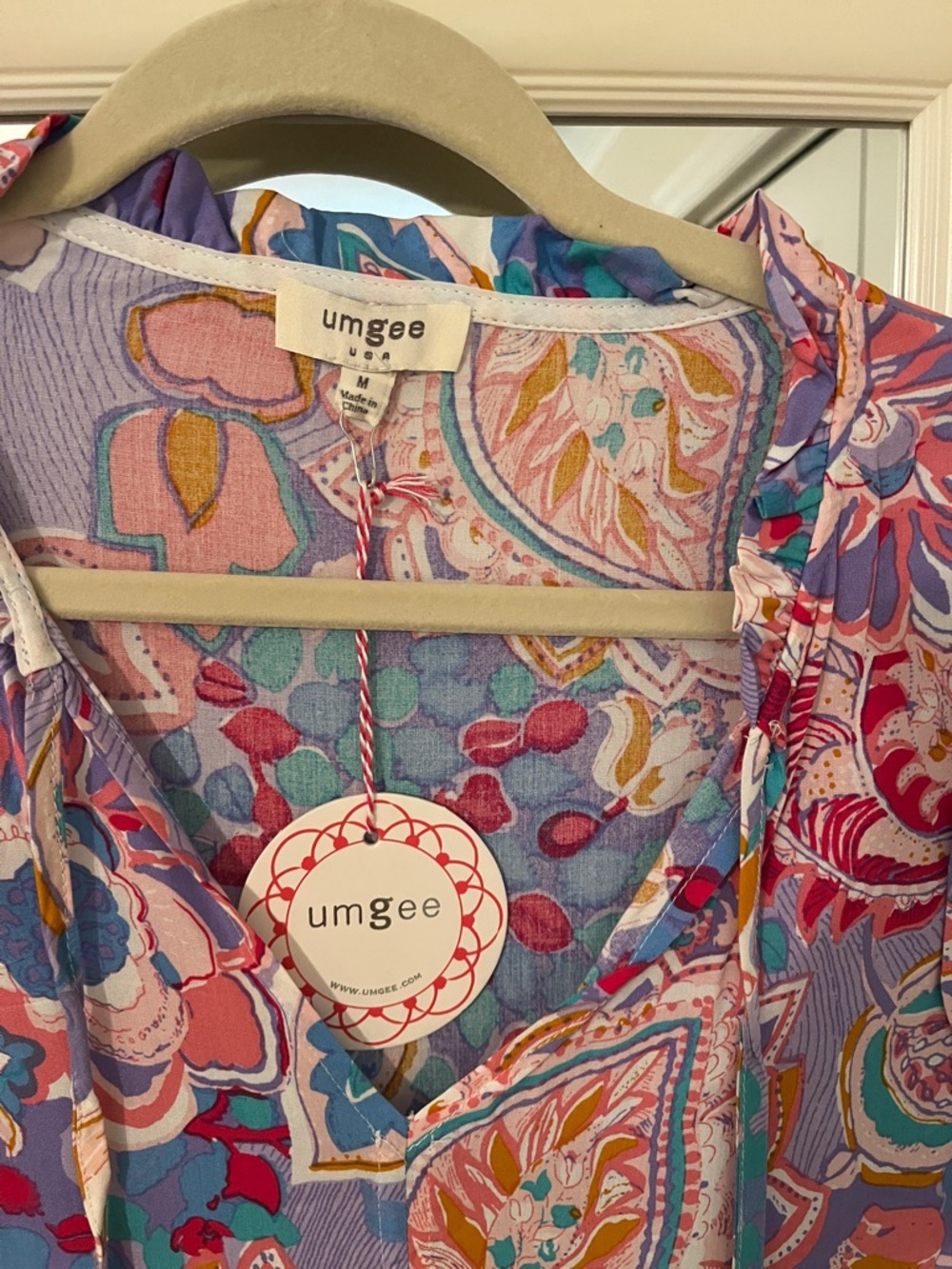Umgee Lavender Tie-Front Boho Dress new with tags! M - Picture 2 of 6